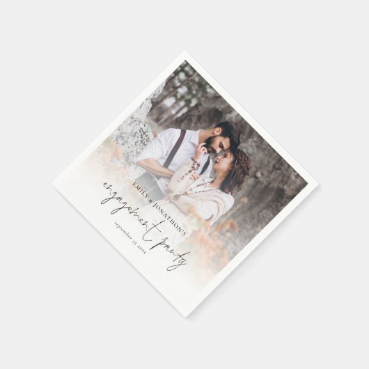 Moderne foto-overlay Engagement Party Napkins Servet (Hoek)