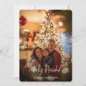 Moderne foto overlay Feliz Navidad Christmas Red Feestdagenkaart (Voorkant)