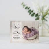 Moderne foto Overlay Geboorte Aankondiging Briefka (Staand voorkant)