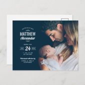 Moderne foto Overlay Geboorte Aankondiging Briefka (Voorkant / Achterkant)