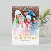 Moderne foto-overlay kerst folie feestdagenkaart (Staand Voorkant)