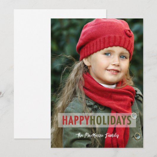 Moderne foto-overlay Kerstmis Feestdagenkaart (Voorkant / Achterkant)