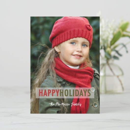 Moderne foto-overlay Kerstmis Feestdagenkaart (Staand voorkant)