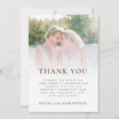 Moderne foto-overlay Lesbian Wedding Dank je Kaart (Voorkant)