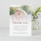 Moderne foto-overlay Lesbian Wedding Dank je Kaart (Staand voorkant)