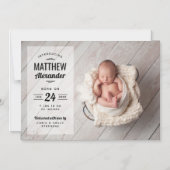 Moderne foto overlay magnetische geboorte aankondi magnetische uitnodiging (Voorkant)