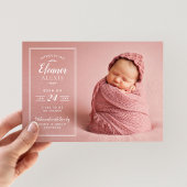 Moderne foto overlay magnetische geboorte aankondi magnetische uitnodiging