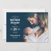 Moderne foto overlay magnetische geboorte aankondi magnetische uitnodiging (Voorkant)