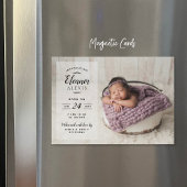 Moderne foto overlay magnetische geboorte aankondi uitnodiging