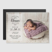 Moderne foto overlay magnetische geboorte aankondi uitnodiging (Voorkant / Achterkant)