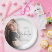 Moderne foto overlay naam 2024 afstudeerfeest papieren bordje (Feest)