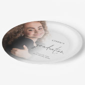 Moderne foto overlay naam 2024 afstudeerfeest papieren bordje (Gekanteld)