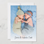 Moderne foto-overlay naam Twins Birth Announoundin Aankondiging (Voorkant)