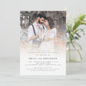 Moderne foto-overlay QR-code bruiloft Kaart (Staand voorkant)