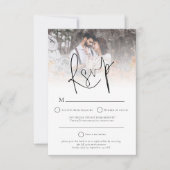 Moderne foto-overlay QR-code bruiloft RSVP Kaartje (Voorkant)