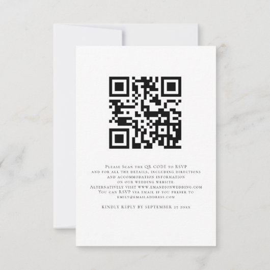 Moderne foto-overlay QR-code bruiloft RSVP Kaartje (Achterkant)