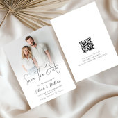 Moderne foto-overlay QR-code bruiloft Save The Date