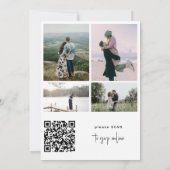 Moderne foto-overlay QR CODE script namen bruiloft Kaart (Achterkant)