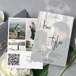 Moderne foto-overlay QR CODE script namen bruiloft Kaart