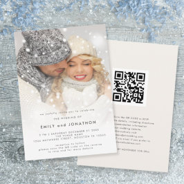 Moderne Foto Overlay QR Kerst Huwelijk Kaart