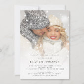 Moderne Foto Overlay QR Kerst Huwelijk Kaart (Voorkant)