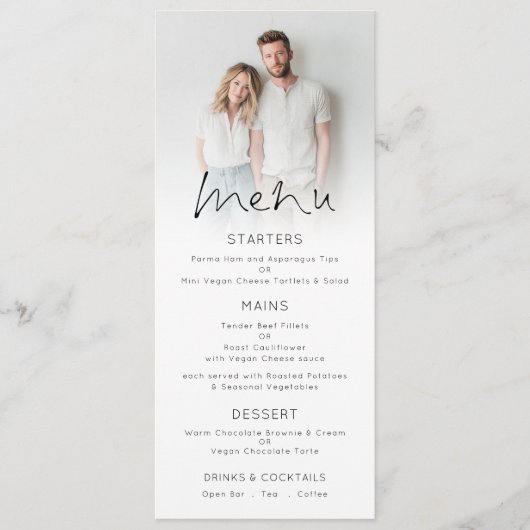 Moderne foto overlay script bruiloft menu (Voorkant)