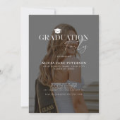 Moderne foto overlay script graduatie party kaart (Voorkant)