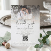 Moderne foto-overlay-script QR-code bruiloft Kaart