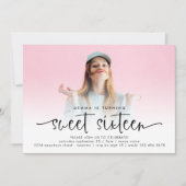 Moderne foto-overlay Script Sweet Sixteen Kaart (Voorkant)