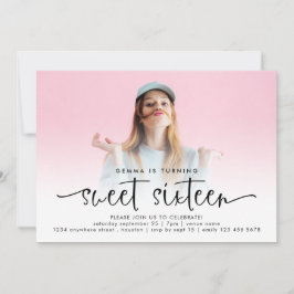 Moderne foto-overlay Script Sweet Sixteen Kaart