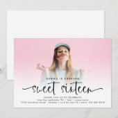 Moderne foto-overlay Script Sweet Sixteen Kaart (Voorkant / Achterkant)