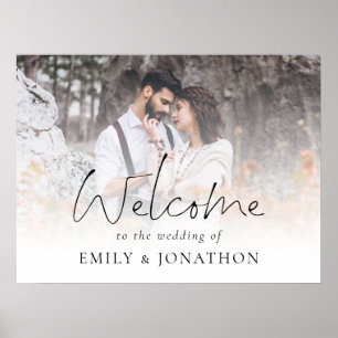 Moderne foto-overlay-script Welkom bij het huwelij Poster