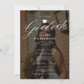 Moderne foto overlay script zwart afstudeerfeest kaart (Voorkant)