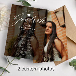 Moderne foto overlay script zwart afstudeerfeest kaart