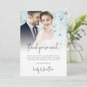 Moderne foto-overlay scriptweddenschap Bedankt Kaart (Staand voorkant)