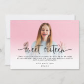 Moderne foto-overlay Sweet Sixteen Bedankt (Voorkant)