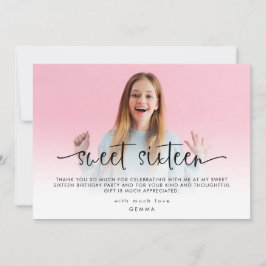 Moderne foto-overlay Sweet Sixteen Bedankt