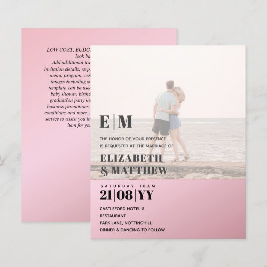 Moderne foto-overlay tekstBUDGET Weddenschap uitno (Voorkant / Achterkant)