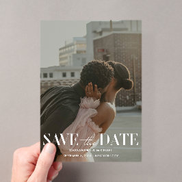 Moderne foto-overlay trouw save the date helder acryl uitnodigingen