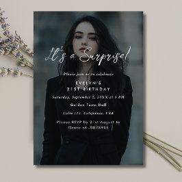 Moderne foto overlay Verjaardag Surprise Party Kaart