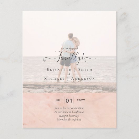 Moderne foto-overlay VERLOVING Feest Aankondiging Flyer (Voorkant)