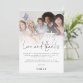 Moderne foto-overlay Vrijgezellenfeest Love Bedank Kaart (Staand voorkant)