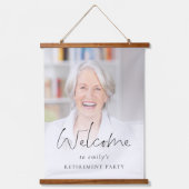 Moderne foto-overlay Welkom bij Pensioenpartij Hangend Wandkleed (Voorkant)