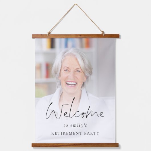 Moderne foto-overlay Welkom bij Pensioenpartij Hangend Wandkleed (Voorkant)
