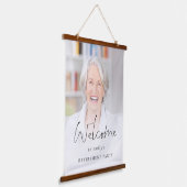 Moderne foto-overlay Welkom bij Pensioenpartij Hangend Wandkleed (Gebogen)