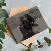 Moderne foto overlay zwart goud bruiloft