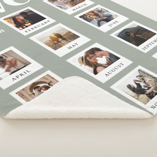 Moderne foto paar liefde Valentijnsdag Sage Green Sherpa Deken (3/4)