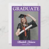 Moderne foto Paarse Afstuderen Aankondiging (Voorkant)