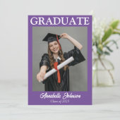 Moderne foto Paarse Afstuderen Aankondiging (Staand voorkant)