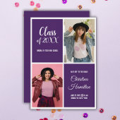 Moderne foto Paarse Afstuderen uitnodiging